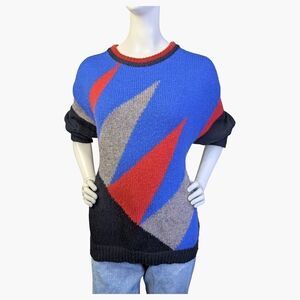 Vintage Yves Venet Wool Blend Colour Block Sweater | Size Large